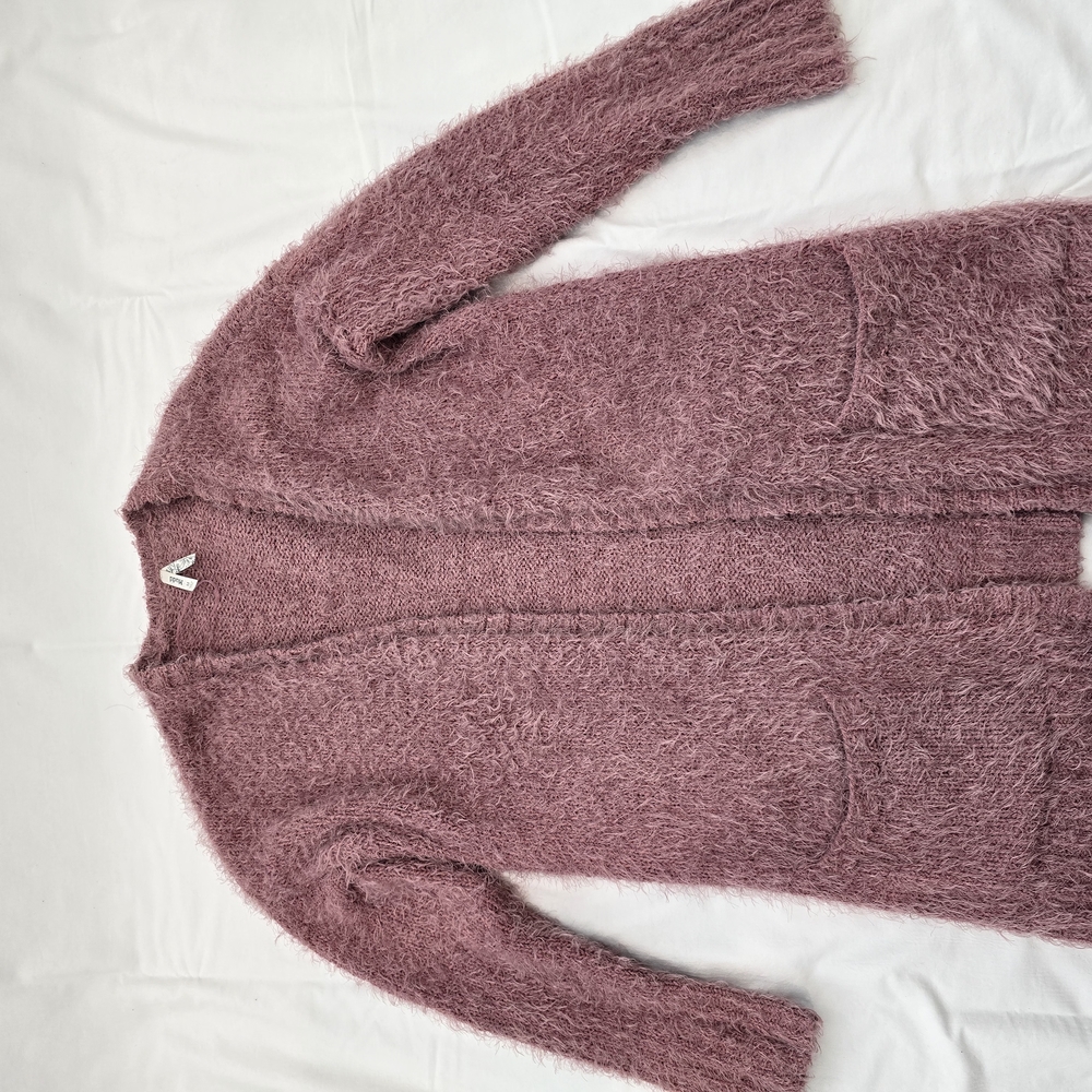 Mudd Cardigan Cozy Mauve Fuzzy Cardigan